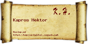 Kapros Hektor névjegykártya
